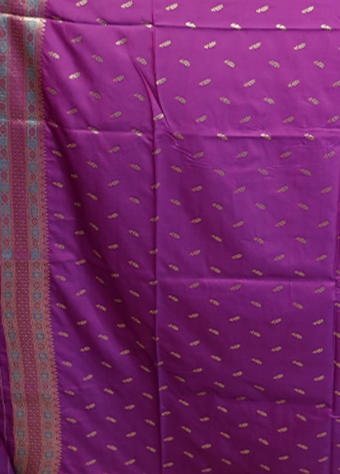 Blue Dupion Silk Saree With Blouse Piece