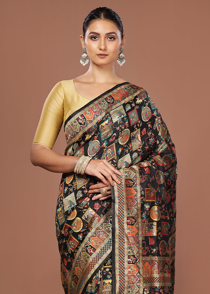 Black Dupion Silk Saree With Blouse Piece