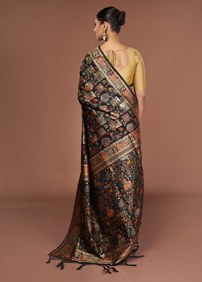 Black Dupion Silk Saree With Blouse Piece