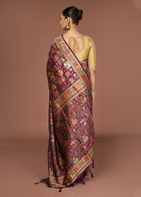 Purple Dupion Silk Saree With Blouse Piece