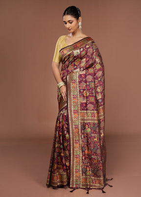 Purple Dupion Silk Saree With Blouse Piece