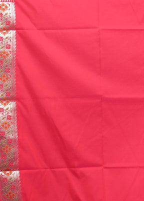 Pink Banarasi Silk Saree With Blouse Piece