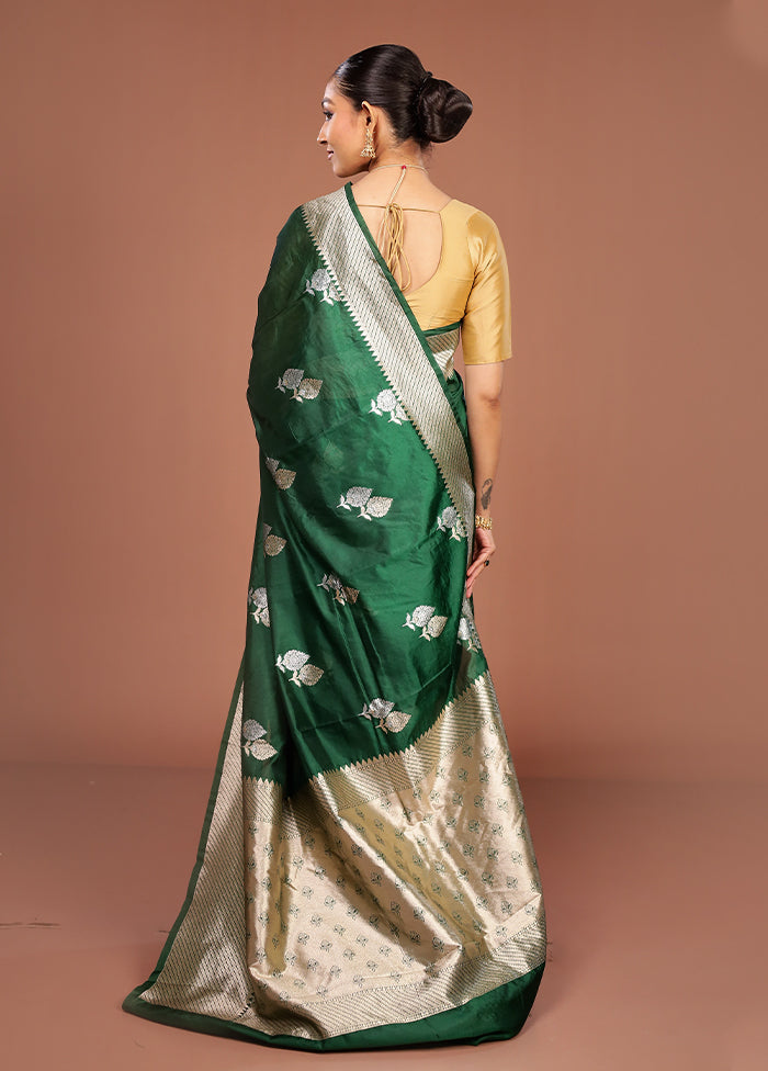 Green Dupion Silk Saree With Blouse Piece