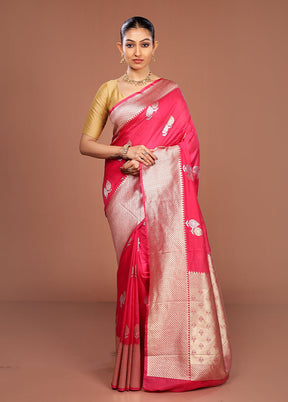 Pink Dupion Silk Saree With Blouse Piece