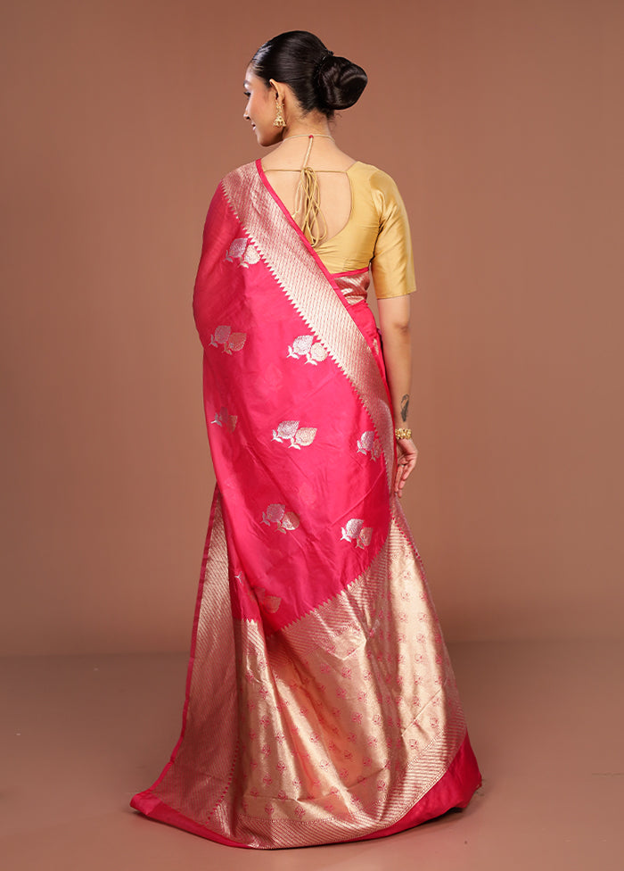 Pink Dupion Silk Saree With Blouse Piece