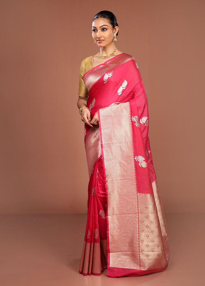 Pink Dupion Silk Saree With Blouse Piece
