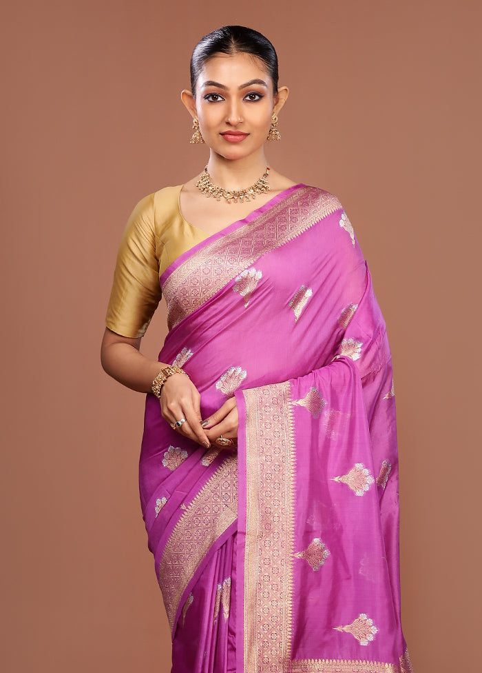 Purple Dupion Silk Saree With Blouse Piece