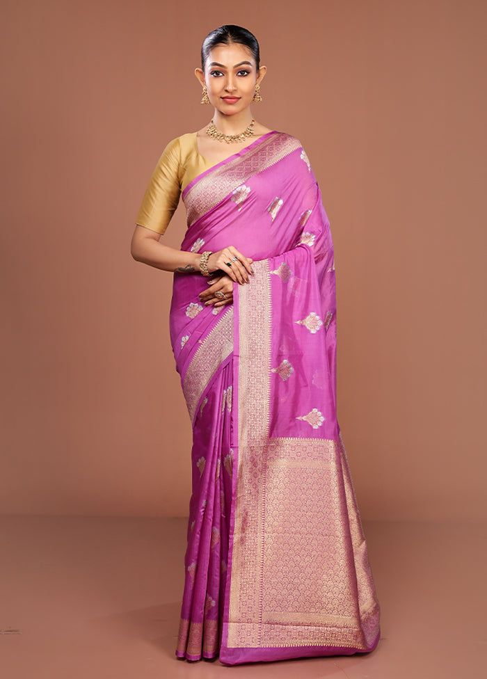 Purple Dupion Silk Saree With Blouse Piece