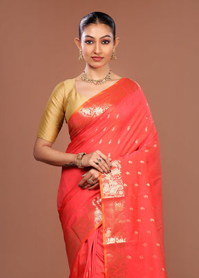 Pink Dupion Silk Saree With Blouse Piece