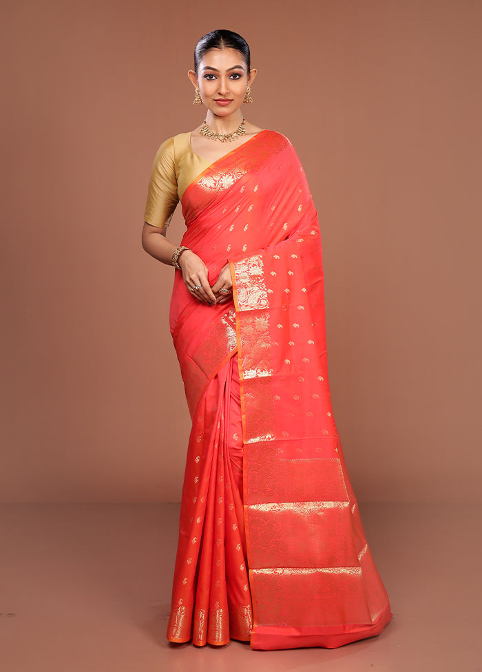 Pink Dupion Silk Saree With Blouse Piece