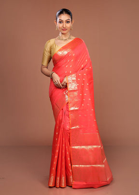Pink Dupion Silk Saree With Blouse Piece
