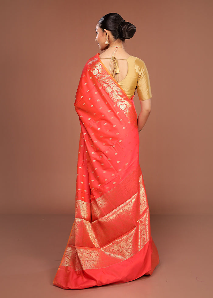 Pink Dupion Silk Saree With Blouse Piece