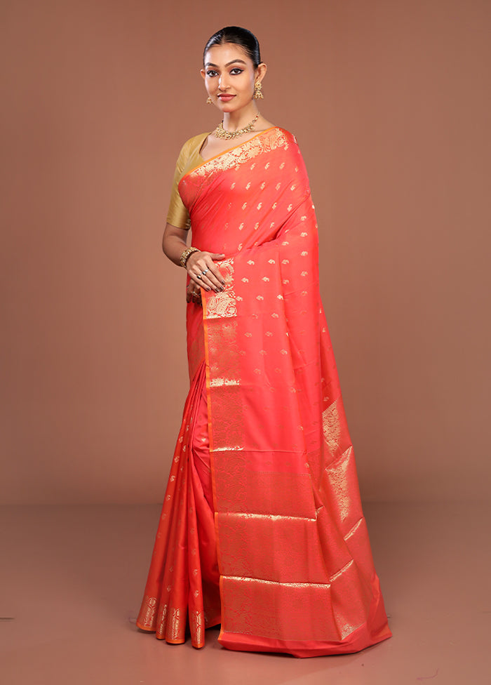 Pink Dupion Silk Saree With Blouse Piece