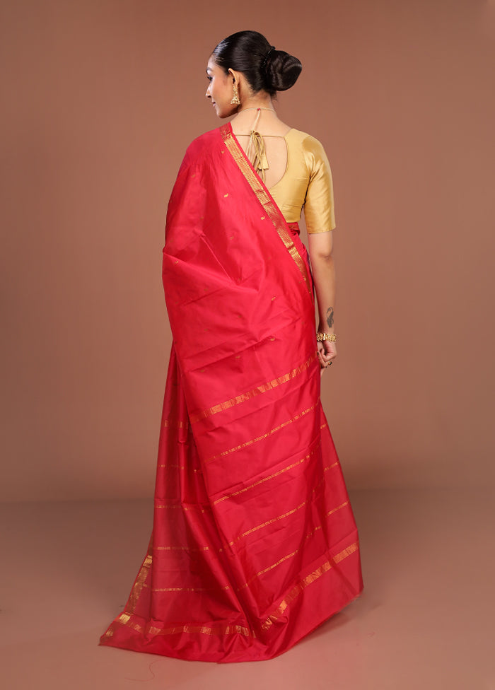 Pink Kanjivaram Silk Saree With Blouse Piece