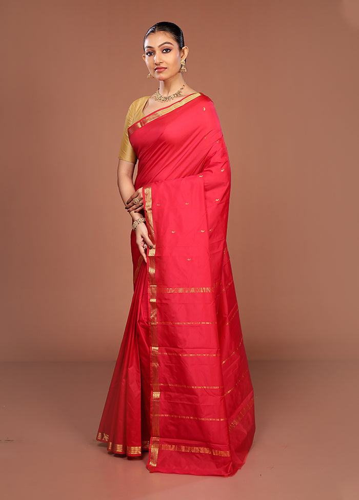 Pink Kanjivaram Silk Saree With Blouse Piece