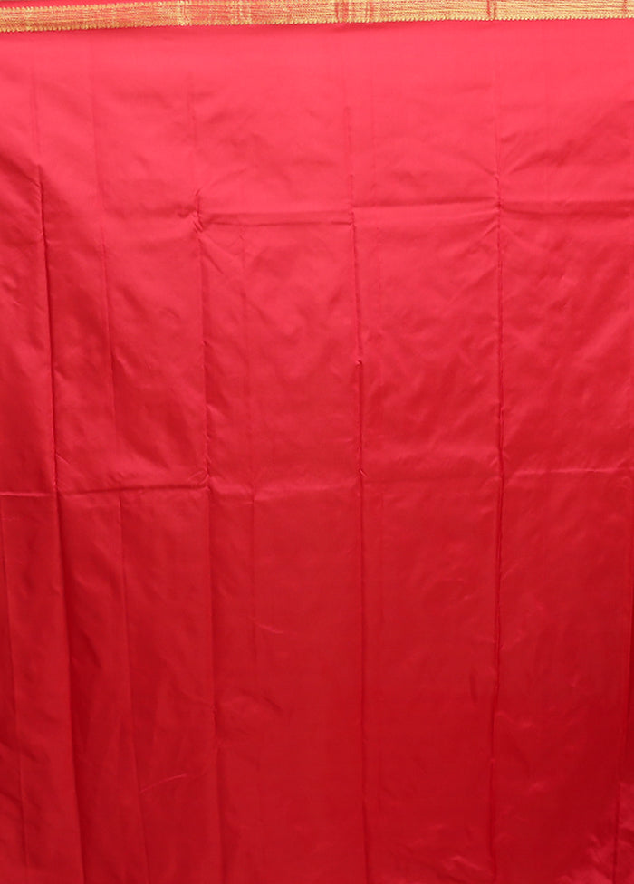 Pink Kanjivaram Silk Saree With Blouse Piece