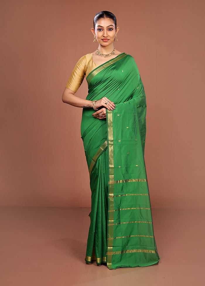 Green Kanjivaram Silk Saree With Blouse Piece