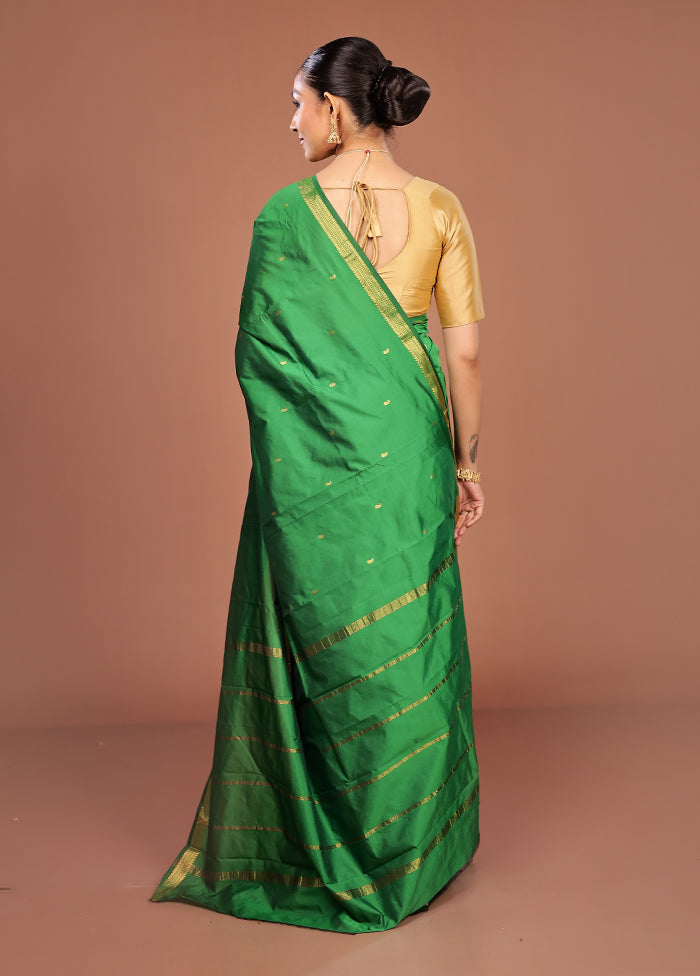 Green Kanjivaram Silk Saree With Blouse Piece