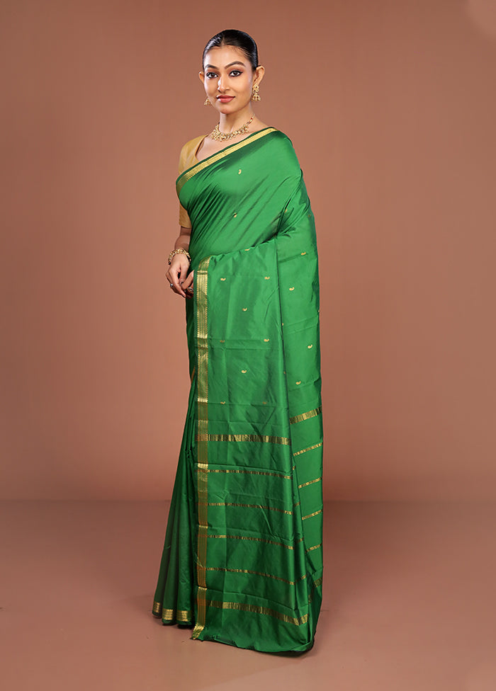 Green Kanjivaram Silk Saree With Blouse Piece