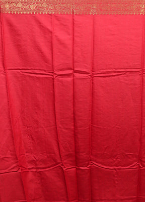 Red Handloom Dupion Pure Silk Saree With Blouse Piece