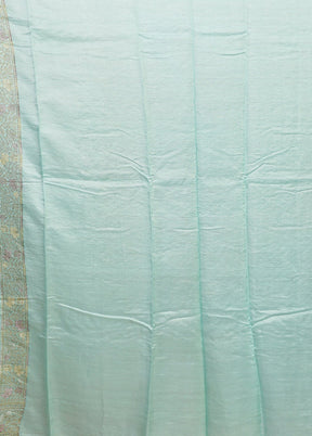 Blue Handloom Pure Georgette Saree With Blouse Piece
