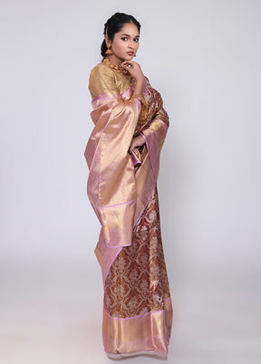 Maroon Handloom Kanchipuram Pure Silk Saree With Blouse Piece