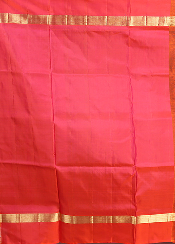 Green Handloom Kanjivaram Pure Silk Saree With Blouse Piece