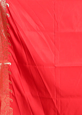 Red Banarasi Silk Saree With Blouse Piece