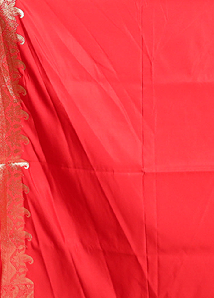 Red Banarasi Silk Saree With Blouse Piece