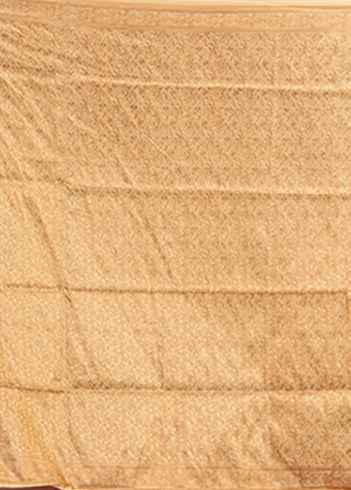 Orange Handloom Jamewar Pure Silk Saree With Blouse Piece