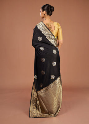Black Dupion Silk Saree With Blouse Piece