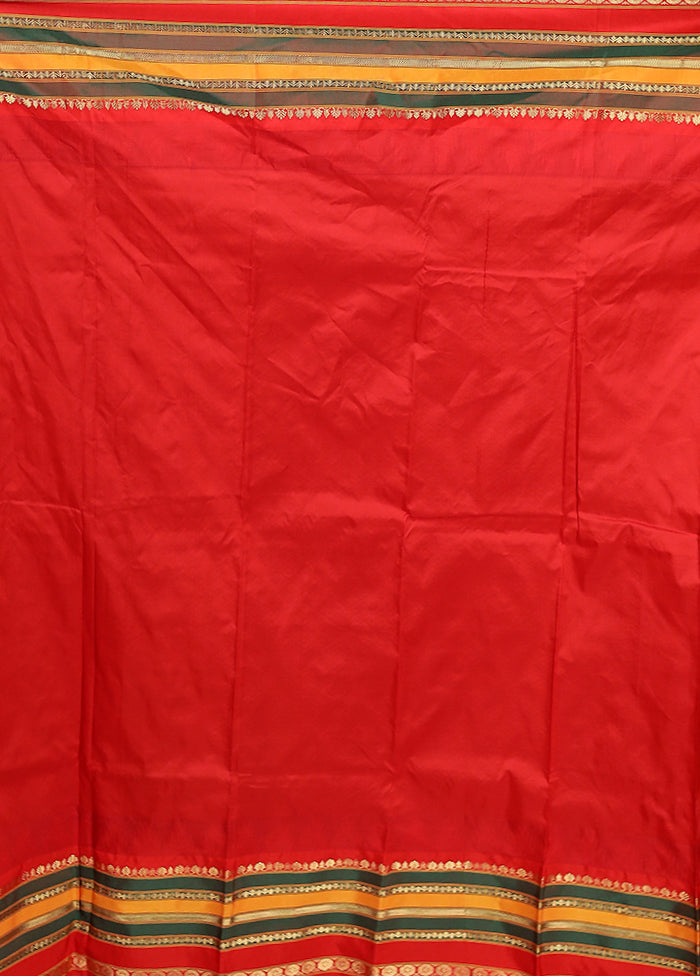 Blue Handloom Kanjivaram Pure Silk Saree With Blouse Piece