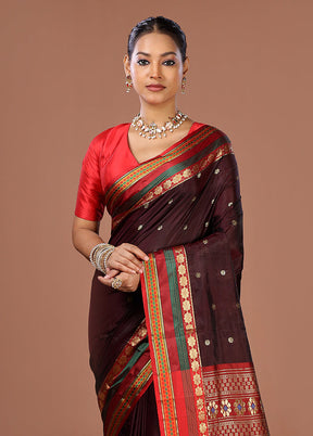 Maroon Kanjivaram Silk Saree With Blouse Piece