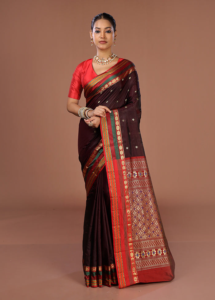 Maroon Kanjivaram Silk Saree With Blouse Piece