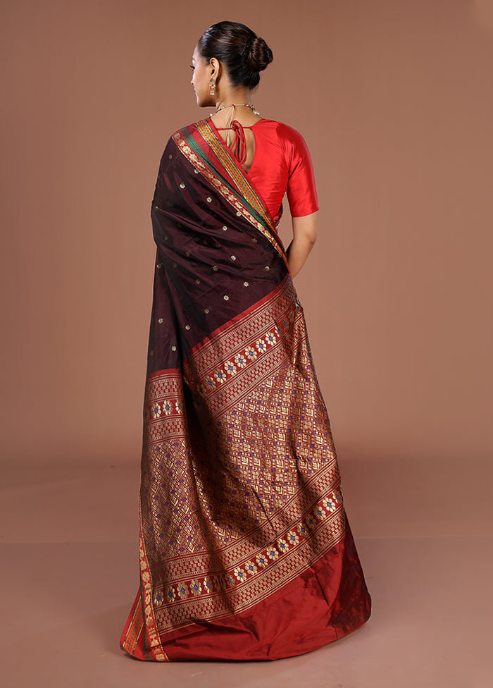 Maroon Kanjivaram Silk Saree With Blouse Piece