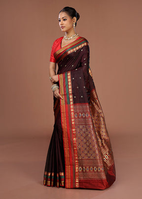 Maroon Kanjivaram Silk Saree With Blouse Piece