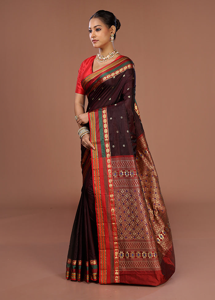 Maroon Kanjivaram Silk Saree With Blouse Piece