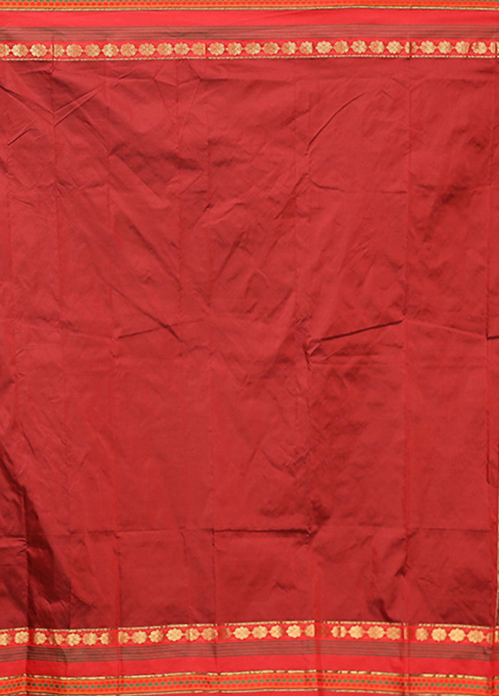 Maroon Kanjivaram Silk Saree With Blouse Piece