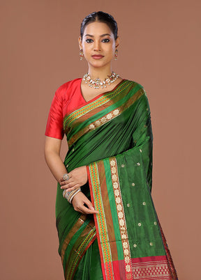 Green Kanjivaram Silk Saree With Blouse Piece
