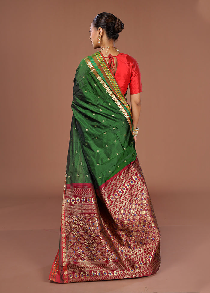 Green Kanjivaram Silk Saree With Blouse Piece