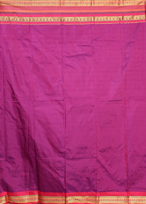 Purple Kanjivaram Silk Saree With Blouse Piece