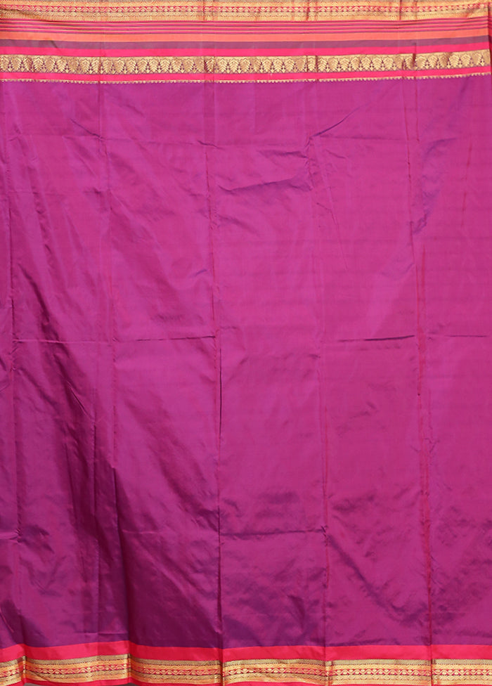 Purple Kanjivaram Silk Saree With Blouse Piece