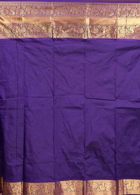 Blue Handloom Kanjivaram Pure Silk Saree With Blouse Piece