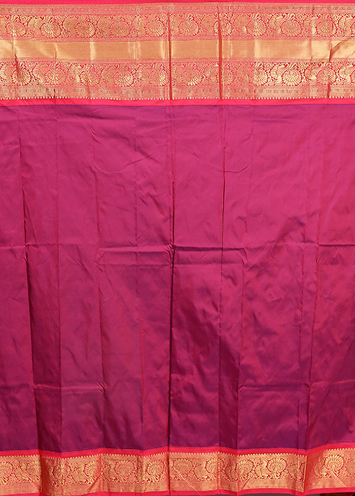 Blue Handloom Kanjivaram Pure Silk Saree With Blouse Piece