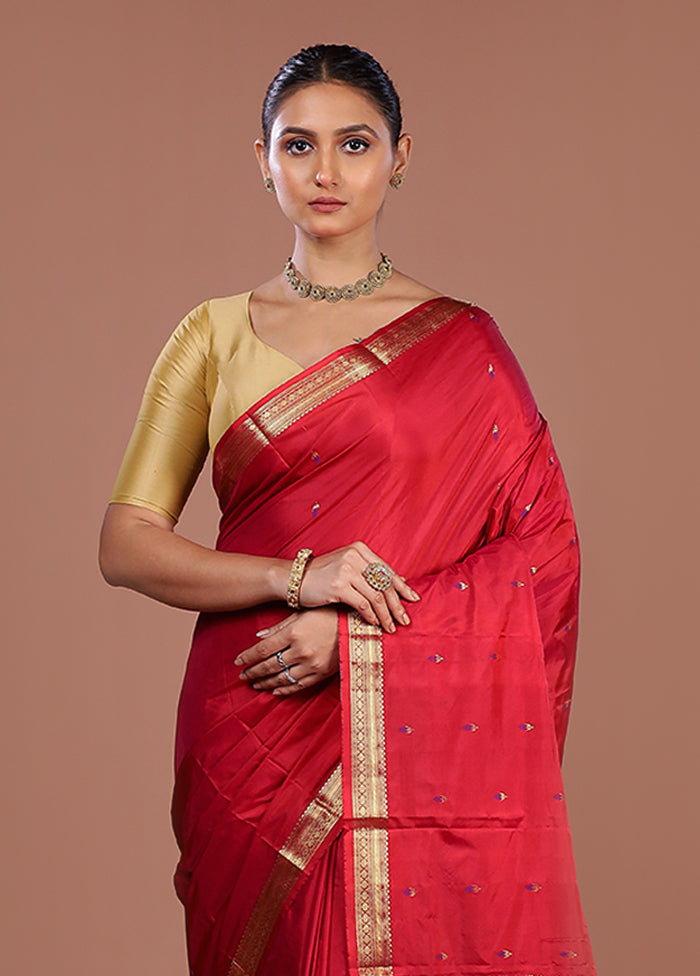 Pink Kanjivaram Silk Saree With Blouse Piece