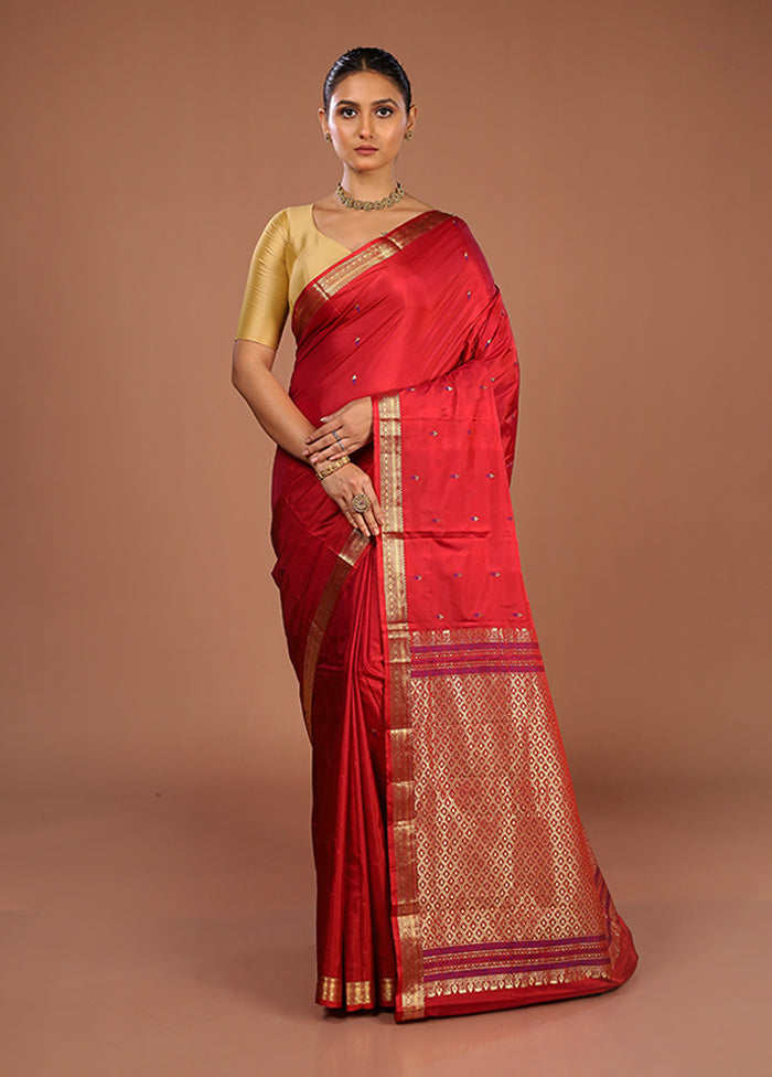 Pink Kanjivaram Silk Saree With Blouse Piece