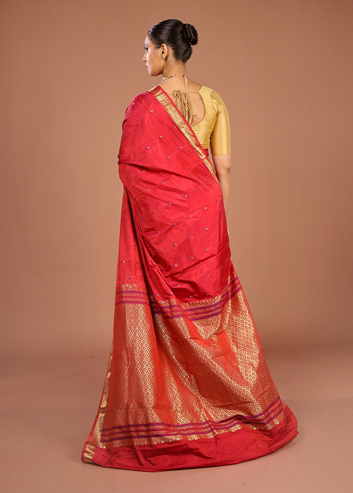 Pink Kanjivaram Silk Saree With Blouse Piece