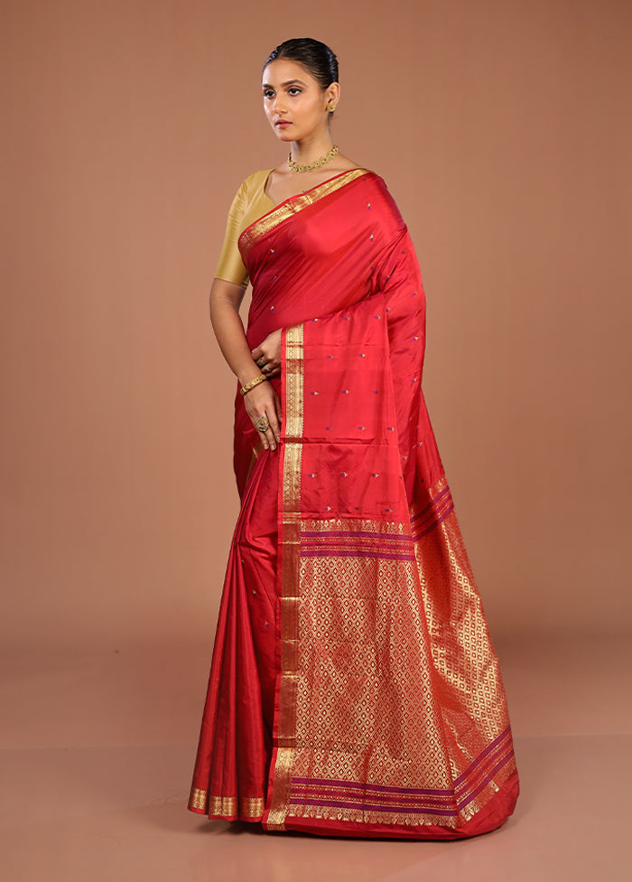 Pink Kanjivaram Silk Saree With Blouse Piece