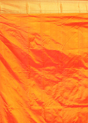 Orange Handloom Kanjivaram Pure Silk Saree With Blouse Piece