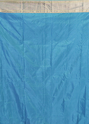 Blue Handloom Kanjivaram Pure Silk Saree With Blouse Piece